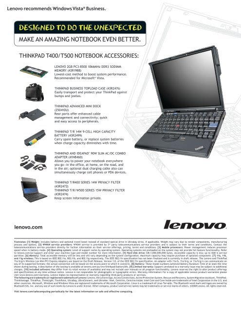 Lenovo THInKPAD T400 AnD T500 noTebooKS