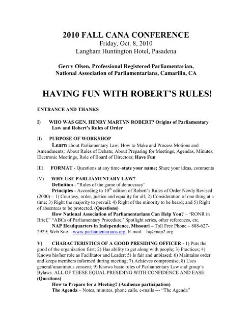 having fun with robert's rules!