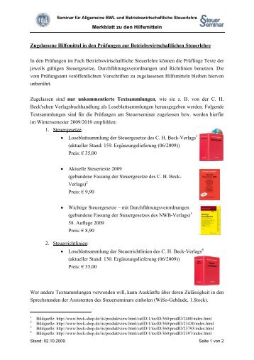 Merkblatt zu den Hilfsmitteln (pdf) - Betriebswirtschaftliche Steuerlehre