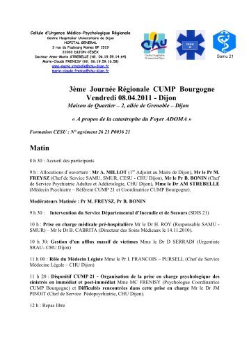 3ème Journée Régionale CUMP Bourgogne Vendredi ... - CMUB