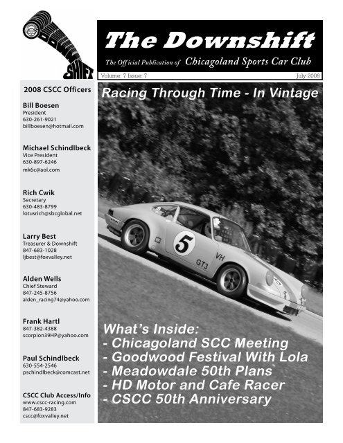 July 2008 - Racing Through Time - Chicagoland Sports Car Club