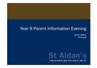 Year 9 Parent Information Evening - St Aidan's Anglican Girls' School