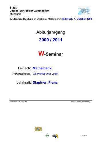 Mathematik Rahmenthema: Geometrie und Logik - Louise ...
