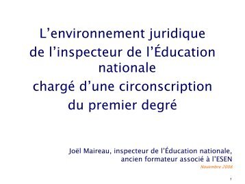 L'environnement juridique de l'IEN 1er degrÃ© - Esen - MinistÃ¨re de l ...