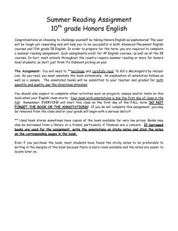 Summer reading assignment middle school image