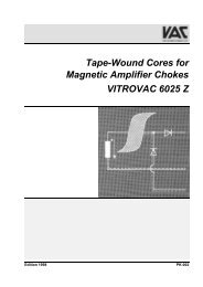 Tape-Wound Cores for Magnetic Amplifier Chokes VITROVAC 6025 Z