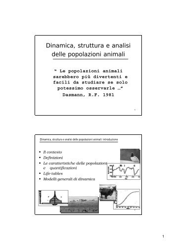 Dinamica, struttura e analisi delle popolazioni animali