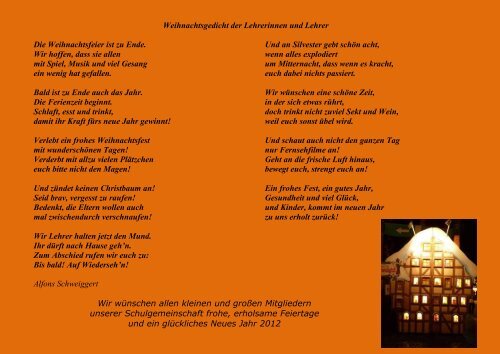 Weihnachtsgedicht Der Lehrer Grundschule Saulheim