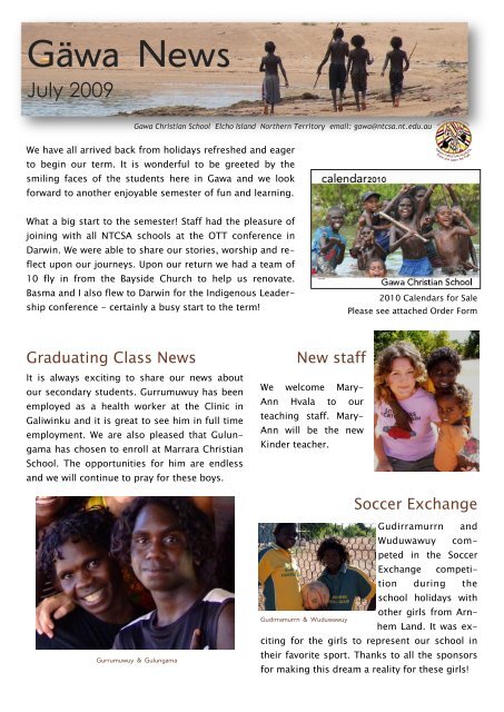 July 2009 - Gawa Christian School Website