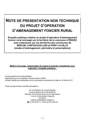 note de presentation non technique du projet d ... - Haute-Marne