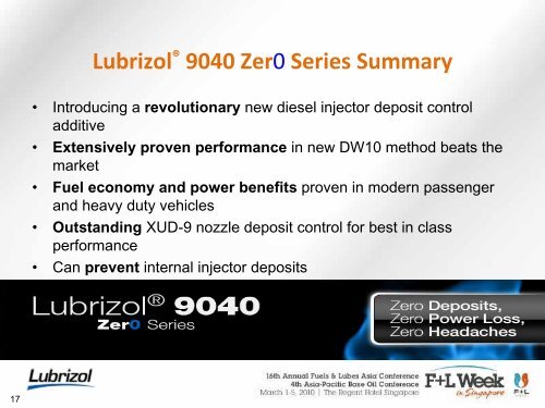 Lubrizol® 9040 Zer0 Series Multifunctional Diesel Additives