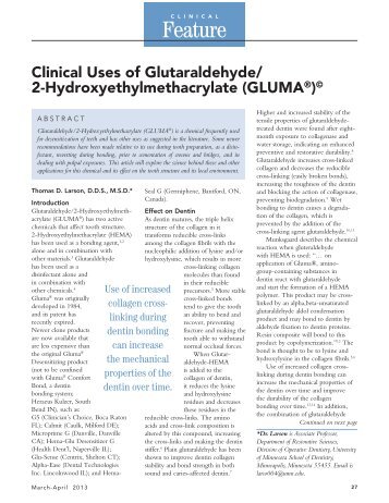 Clinical Uses of Glutaraldehyde - Minnesota Dental Association