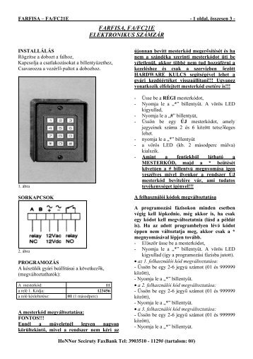 FARFISA, FA/FC21E ELEKTRONIKUS SZÁMZÁR