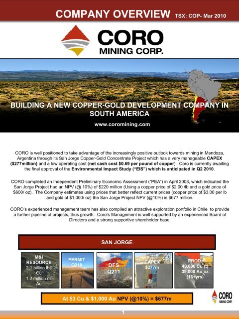 COMPANY OVERVIEW - CORO Mining Corp.