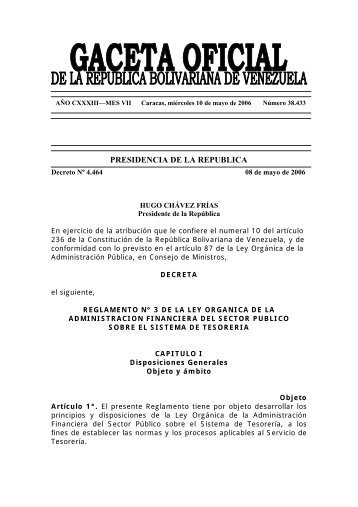 Reglamento Nº 3 de la Ley Orgánica de la Administración ...