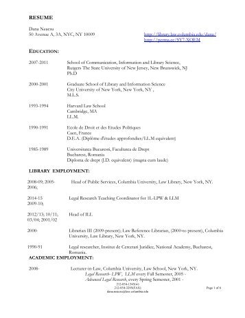 RÃ©sumÃ© - Columbia Law School - Columbia University