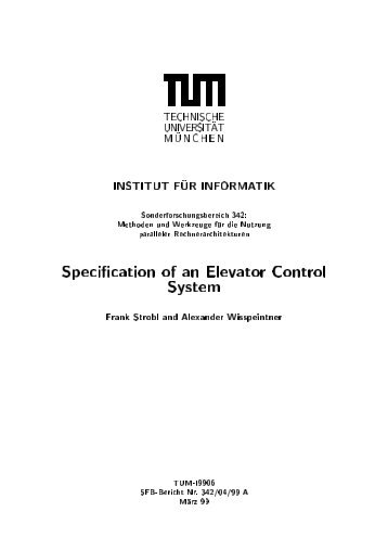 Specification of an Elevator Control System - Software and Systems ...