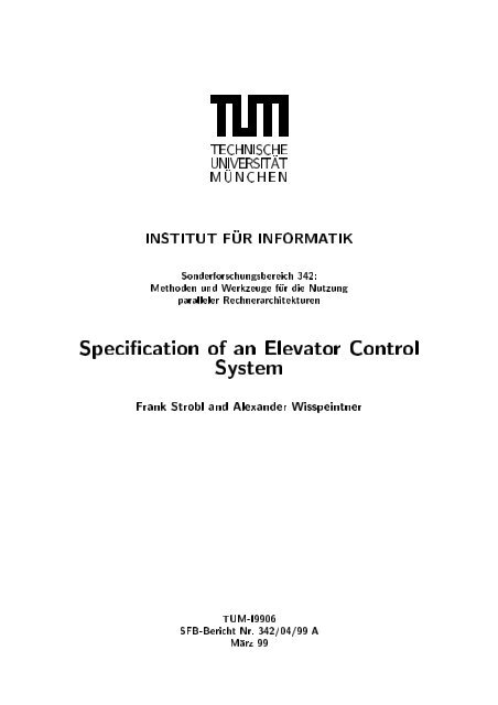 Specification of an Elevator Control System - Software and Systems ...