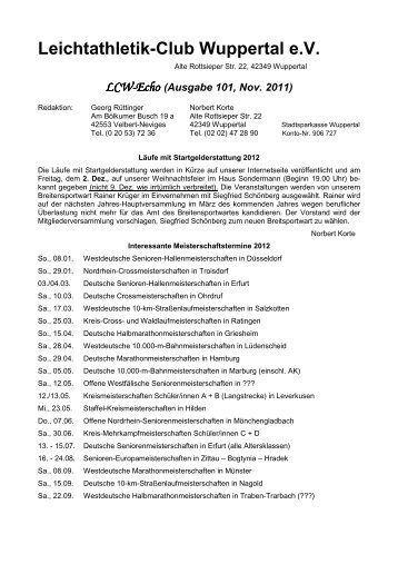 LCW-Echo (Ausgabe 101, Nov. 2011) - LC Wuppertal