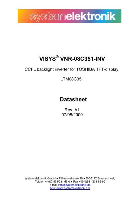 VISYS VNR-08C351-INV Datasheet - system elektronik GmbH