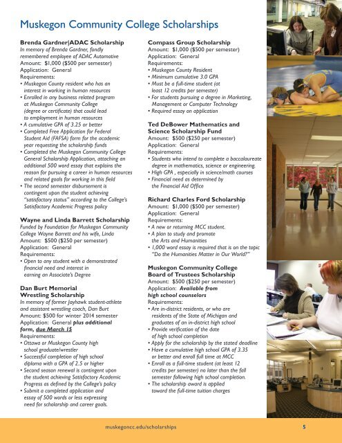 Download our Scholarship Guide - Muskegon Community College