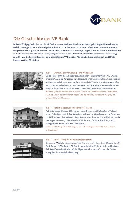 Die Geschichte der VP Bank