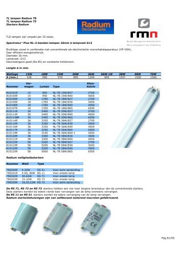 TL Lampen en starters Radium
