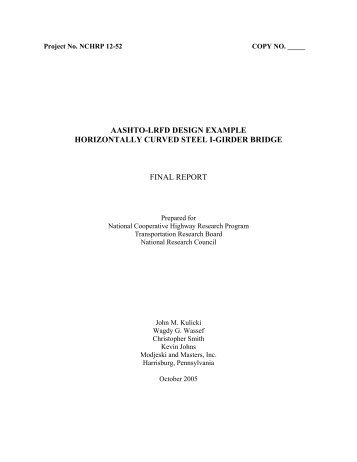 AASHTO-LRFD Design Example: Horizontally Curved Steel I-Girder ...