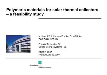 Polymeric materials for solar thermal collectors â a feasibility study