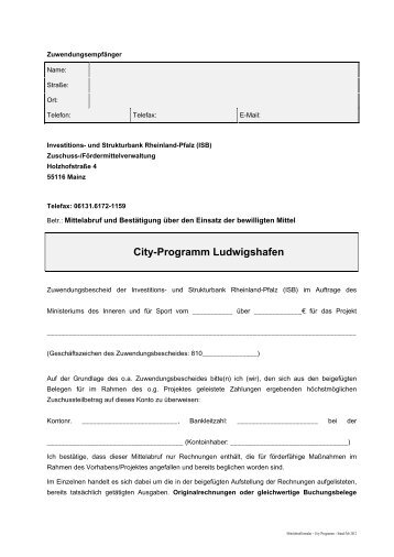 Mittelabrufformular - City-Programm - Stand Feb 2012 - EFRE