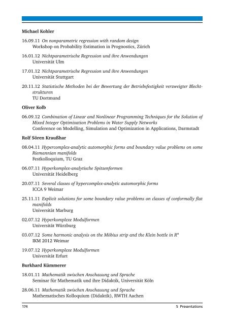 Biannual Report - Fachbereich Mathematik - Technische UniversitÃ¤t ...