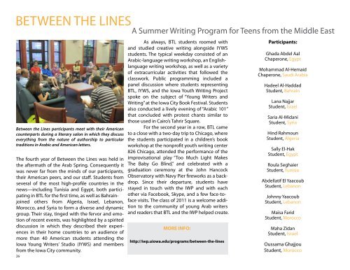 2011 pdf - International Writing Program - University of Iowa