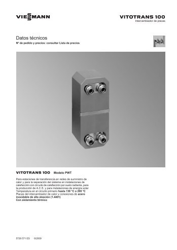 Datos técnicos Vitotrans 100 PWT323 KB - Viessmann