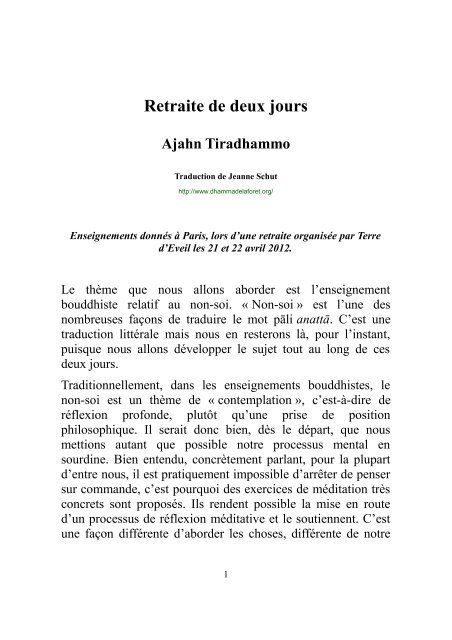 Retraite de deux jours avec Ajahn Tiradhammo - pdf