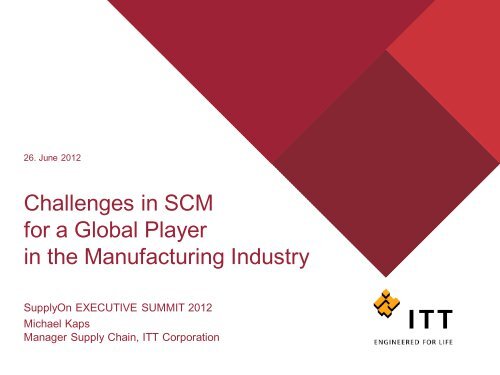 Challenges in SCM for a Global Player in the ... - SupplyOn