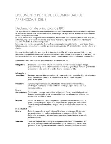 DOCUMENTO PERFIL DE LA COMUNIDAD DE APRENDIZAJE ...