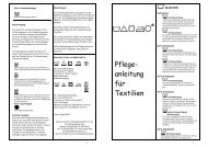 Pflegeanleitung fÃ¼r Textilien - Die Textilindustrie