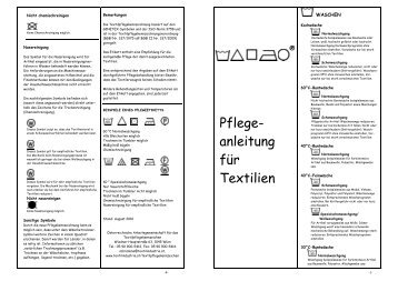 Pflegeanleitung fÃ¼r Textilien - Die Textilindustrie