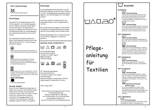 Pflegeanleitung fÃ¼r Textilien - Die Textilindustrie