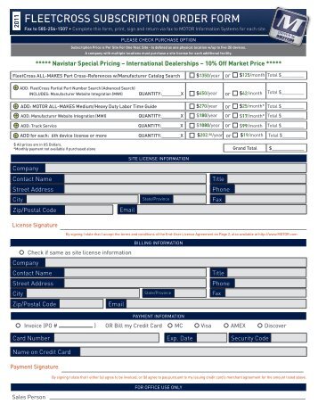 fleetcross subscription order form - MOTOR Information Systems