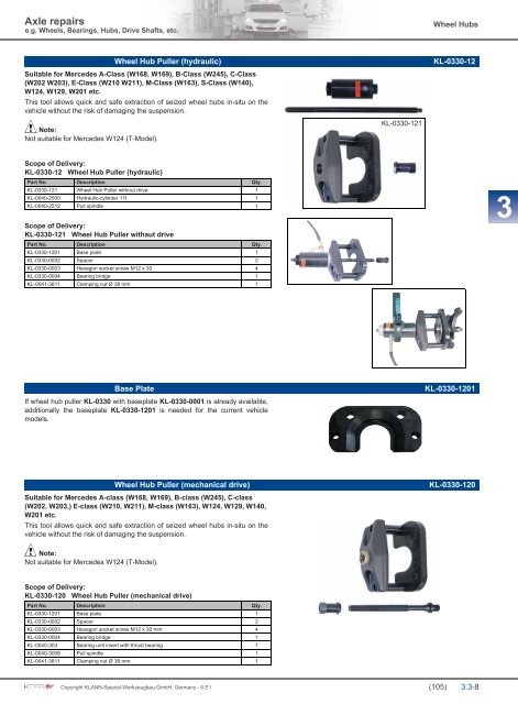 E.g. Wheels, Bearings, Hubs, Drive Shafts, Etc.