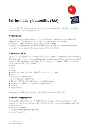 Extrinsic allergic alveolitis (EAA) - British Lung Foundation