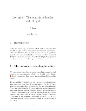Lecture 6 - The relativistic doppler shift of light