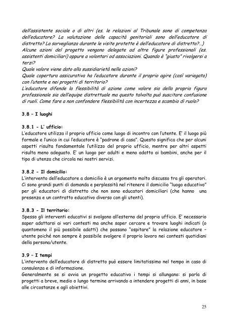 IL RUOLO E LE COMPETENZE DELL' EDUCATORE DI DISTRETTO