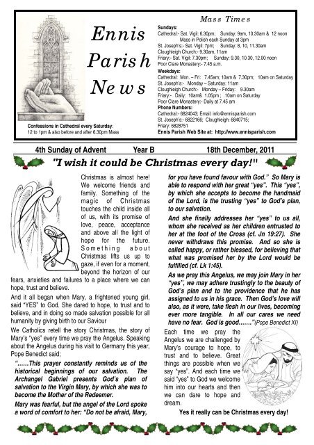 Ennis Parish News Mass Times