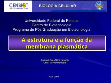 Membranas 1 - Universidade Federal de Pelotas