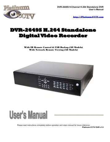 DVR-2649S 9-Channel H.264 Standalone DVR - downloads.platinu ...