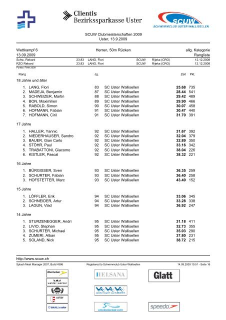 Clubmeisterschaften 2009 SchwimmClub Uster Wallisellen 13 ...