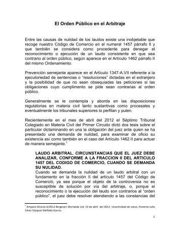 El Orden PÃºblico en el Arbitraje - ICC MÃ©xico