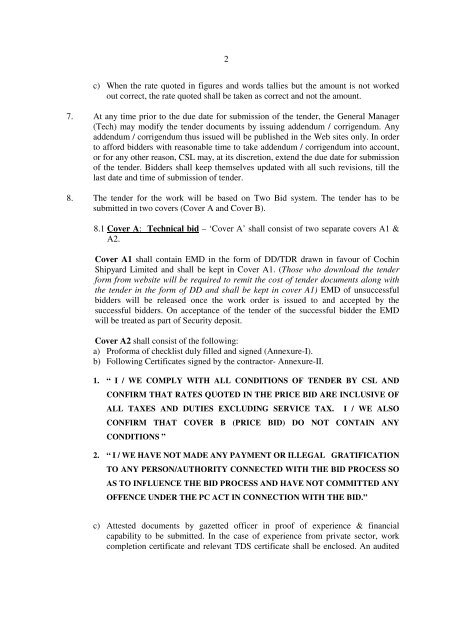 CORRIGENDUM NO. II No. CIV/ 112/2012/SM (CE ... - Tenders India